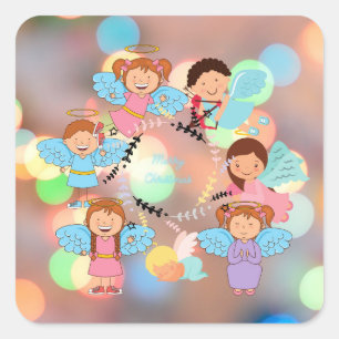 Angels Kerstmis Vierkante Sticker