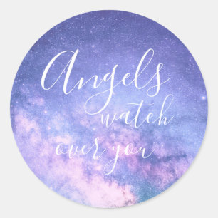 Angels kijkt over jullie mooie zegeningen ronde sticker