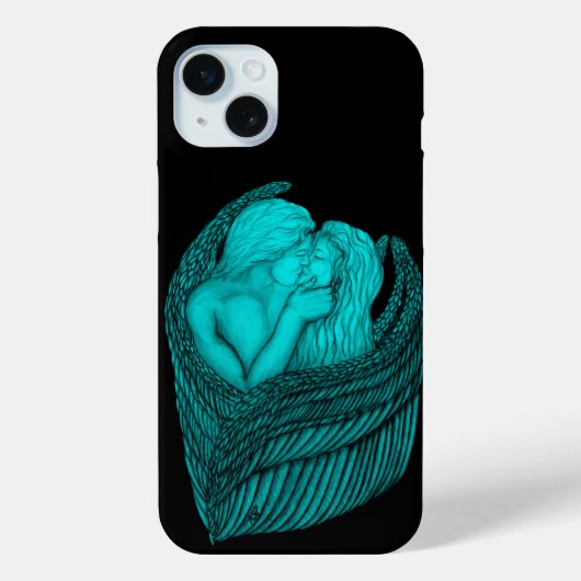 Angels Kissing, zwart en groen design Case-Mate iPhone Case (Achterkant)