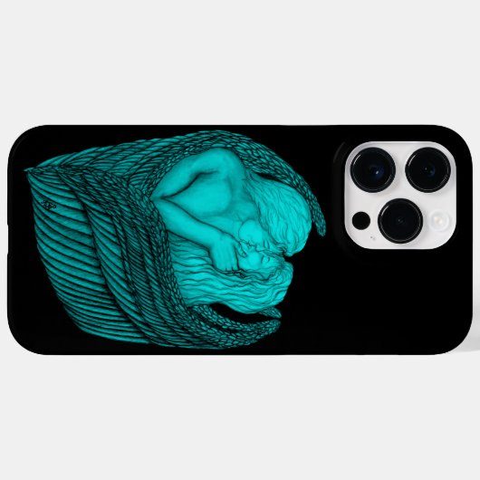 Angels Kissing, zwart en groen design Case-Mate iPhone Case (Achterkant (horizontaal))