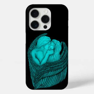 Angels Kissing, zwart en groen design iPhone 15 Pro Case