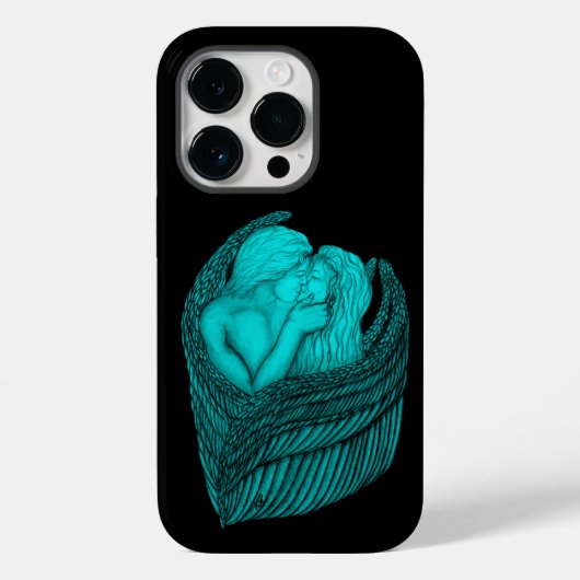 Angels Kissing, zwart en groen design Case-Mate iPhone Case (Achterkant)