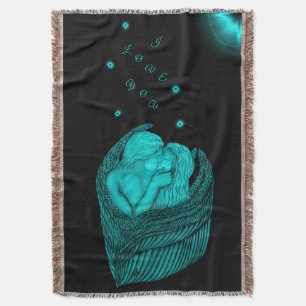 Angels Kissing, zwart en groen design Deken