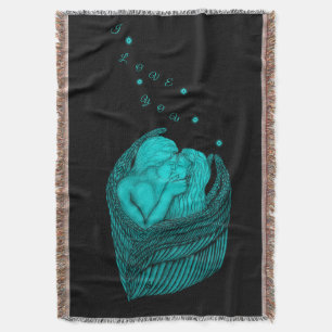 Angels Kissing, zwart en groen design Deken