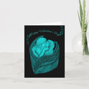 Angels Kissing, zwart en groen design Kaart