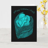 Angels Kissing, zwart en groen design Kaart (Gele Bloem)