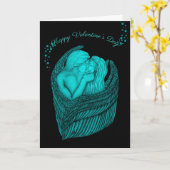 Angels Kissing, zwart en groen design Kaart (Gele Bloem)