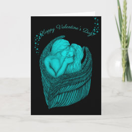 Angels Kissing, zwart en groen design Kaart