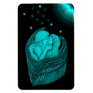 Angels Kissing, zwart en groen design Magneet