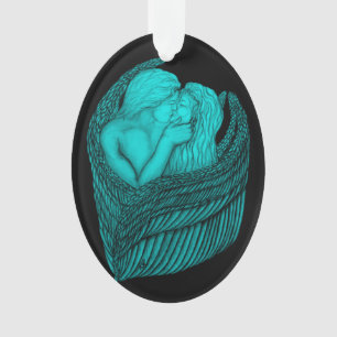 Angels Kissing, zwart en groen design Ornament