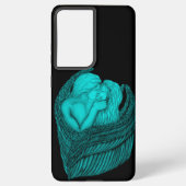 Angels Kissing, zwart en groen design Samsung Galaxy Hoesje (Achterkant)