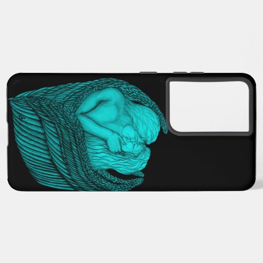 Angels Kissing, zwart en groen design Samsung Galaxy Hoesje (Achterkant horizontaal)