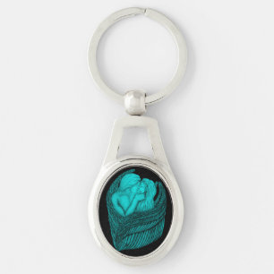 Angels Kissing, zwart en groen design Sleutelhanger