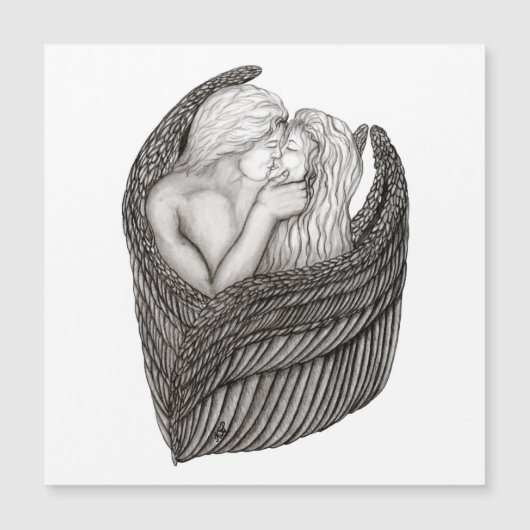 Angels Kissing, zwart-wit design (Voorkant)