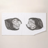 Angels Kissing, zwart-wit design Badhanddoek (Badhanddoek)