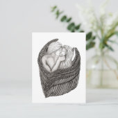 Angels Kissing, zwart-wit design Briefkaart (Staand voorkant)