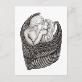 Angels Kissing, zwart-wit design Briefkaart
