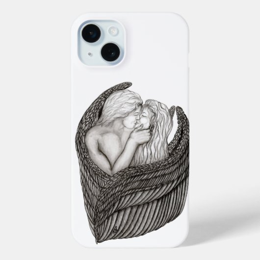 Angels Kissing, zwart-wit design Case-Mate iPhone Case (Achterkant)
