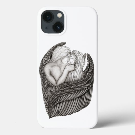 Angels Kissing, zwart-wit design Case-Mate iPhone Case (Achterkant)
