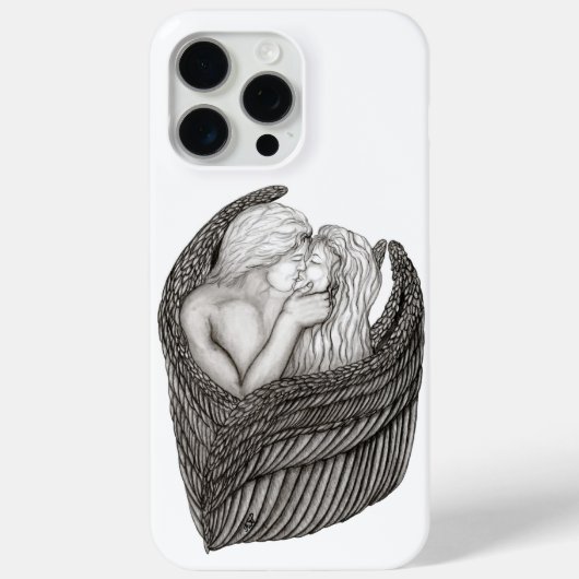 Angels Kissing, zwart-wit design Case-Mate iPhone Case (Achterkant)