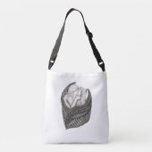 Angels Kissing, zwart-wit design Crossbody Tas (Achterkant)