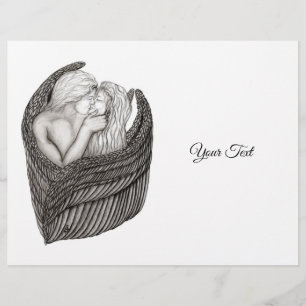 Angels Kissing, zwart-wit design Flyer