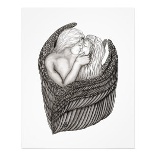 Angels Kissing, zwart-wit design Foto Afdruk