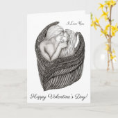 Angels Kissing, zwart-wit design Kaart (Gele Bloem)