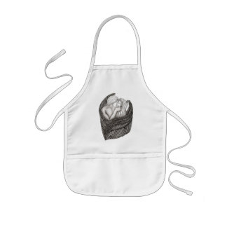 Angels Kissing, zwart-wit design Kinder Schort
