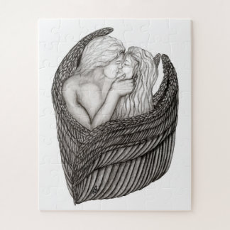 Angels Kissing, zwart-wit design Legpuzzel