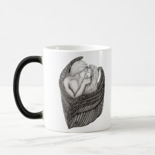 Angels Kissing, zwart-wit design Magische Mok