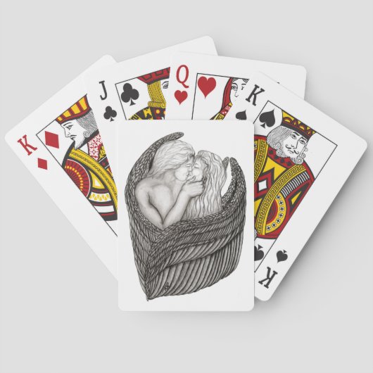 Angels Kissing, zwart-wit design Pokerkaarten (Achterkant)