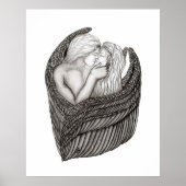 Angels Kissing, zwart-wit design Poster (Voorkant)