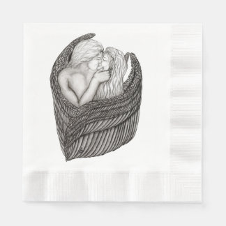 Angels Kissing, zwart-wit design Servet