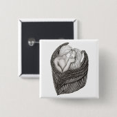 Angels Kissing, zwart-wit design Vierkante Button 5,1 Cm (Voorkant /achterkant)