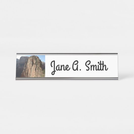 Angels Landing in Zion National Park Bureau Naambordje (Voorkant)