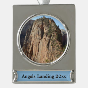 Angels Landing in Zion National Park Verzilverd Banner Ornament