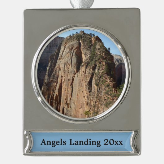 Angels Landing in Zion National Park Verzilverd Banner Ornament (Voorkant)