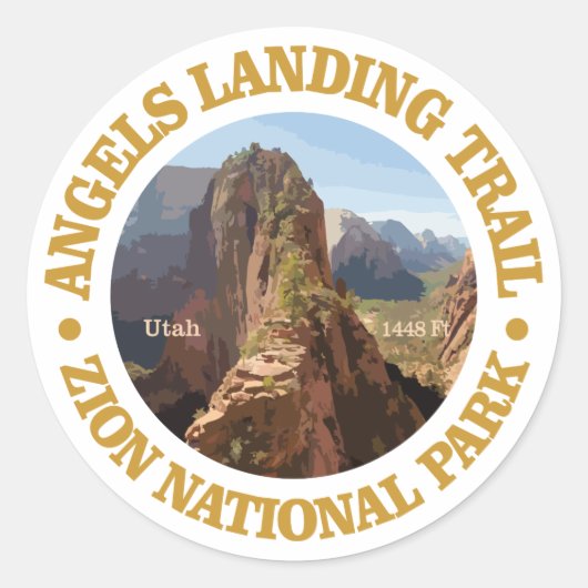 Angels Landing Ronde Sticker (Voorkant)