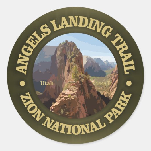 Angels Landing Ronde Sticker (Voorkant)
