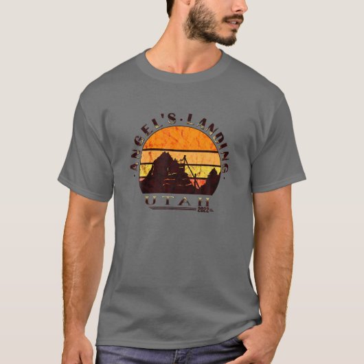 Angels Landing Utah 2022 Retro donkere afdrukken T-shirt (Voorkant)