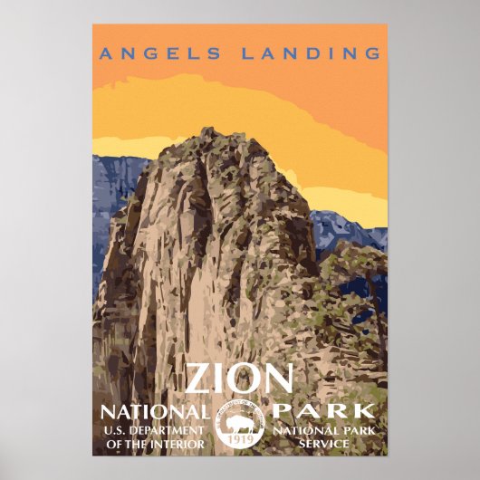 Angels Landing Zion National Park Reizen Poster (Voorkant)