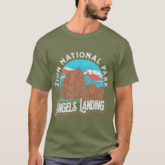 Angels Landing Zion National Park Vintage 80 T-shirt (Voorkant)