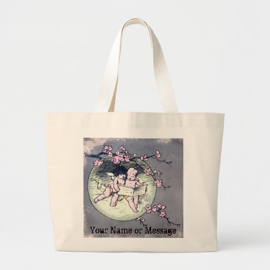 Angels Lezen door Cherry Blossom Moon_Personalized Grote Tote Bag (Voorkant)