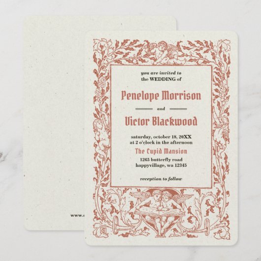 Angels Lijst bruiloft Kaart (Voorkant / Achterkant)