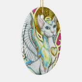 Angels loopt op 4 poten ovaal versierend keramisch ornament (Rechts)
