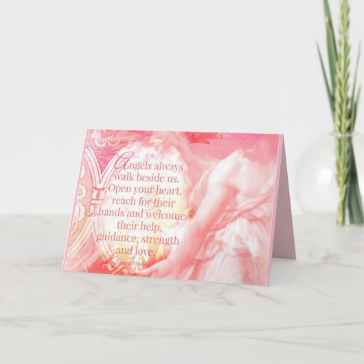 Angels lopen altijd naast ons pastel wenskaart kaart (Voorkant)