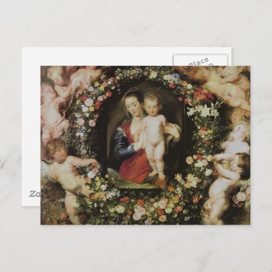 Angels Madonna en Child Rubens Fine Art Briefkaart (Voorkant / Achterkant)