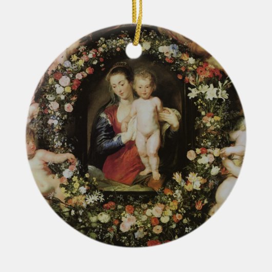 Angels Madonna en Child Rubens Fine Art Keramisch Ornament (Voorkant)