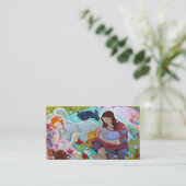 Angels met een bekertje thee. visitekaartje (Staand voorkant)